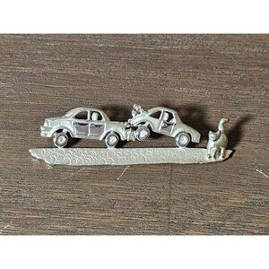 AJC Gold Tone Accident Caused by Cat Brooch Vintage